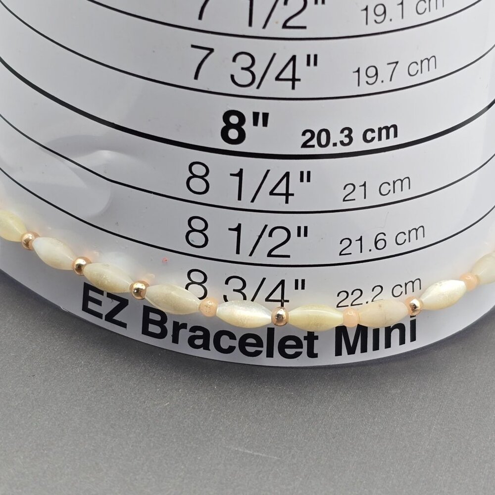 VTG MOP Rice Beaded Anklet Bracelet 8.75" Gold Plated Spacers Spring Ring Clasp - Picture 8 of 8